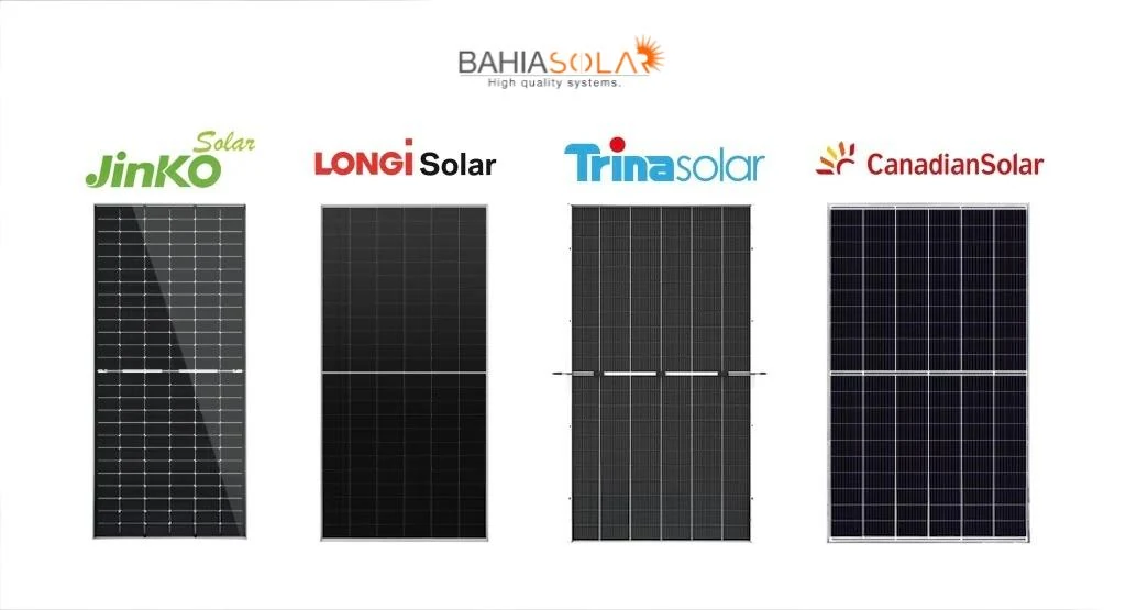 Paneles y marcas JinkoSolar, LONGi, Trinasolar y Canadian Solar