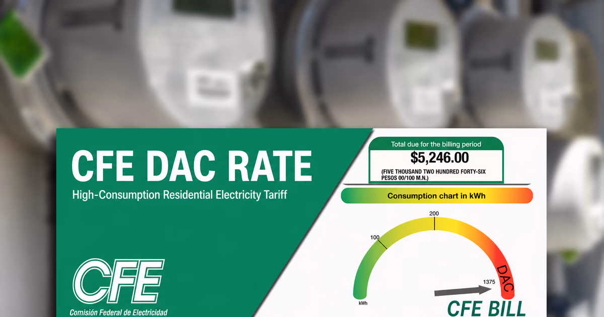 CFE bill explaining the official DAC high-consumption residential electricity tariff